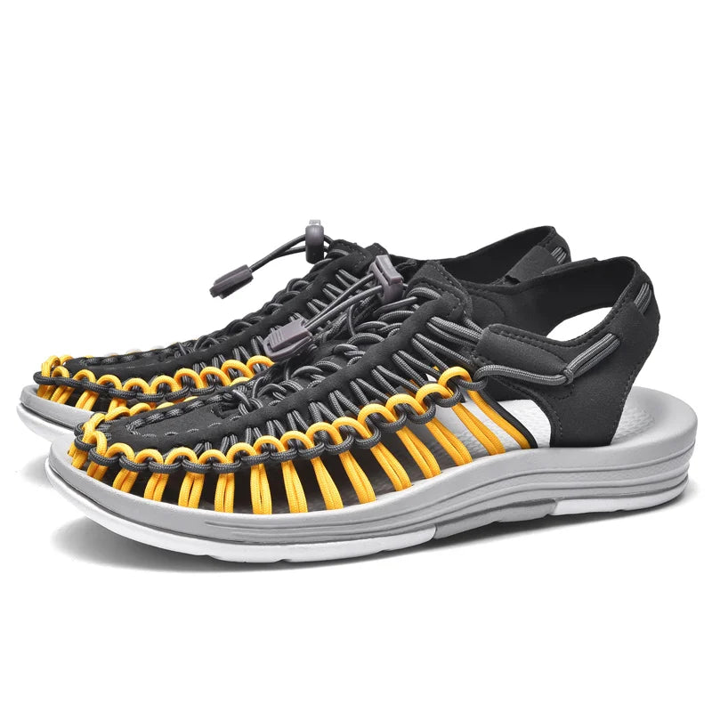 Summer Men Sandals Fashion Handmade Weaving Design Beach Sandals Breathable Casual Flat Sandals Outdoor Couples Sandals Size