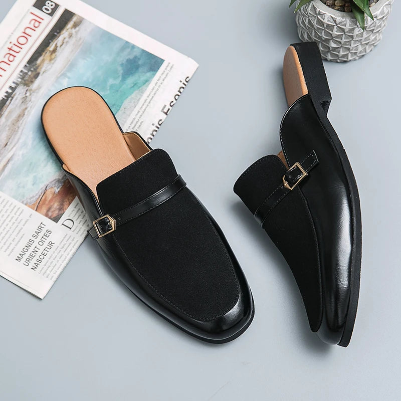 2025 New Arrivals Comfortable Half Shoes for Men Genuine Leather Men's Dress Shoes Loafers Designers Shoes Flat