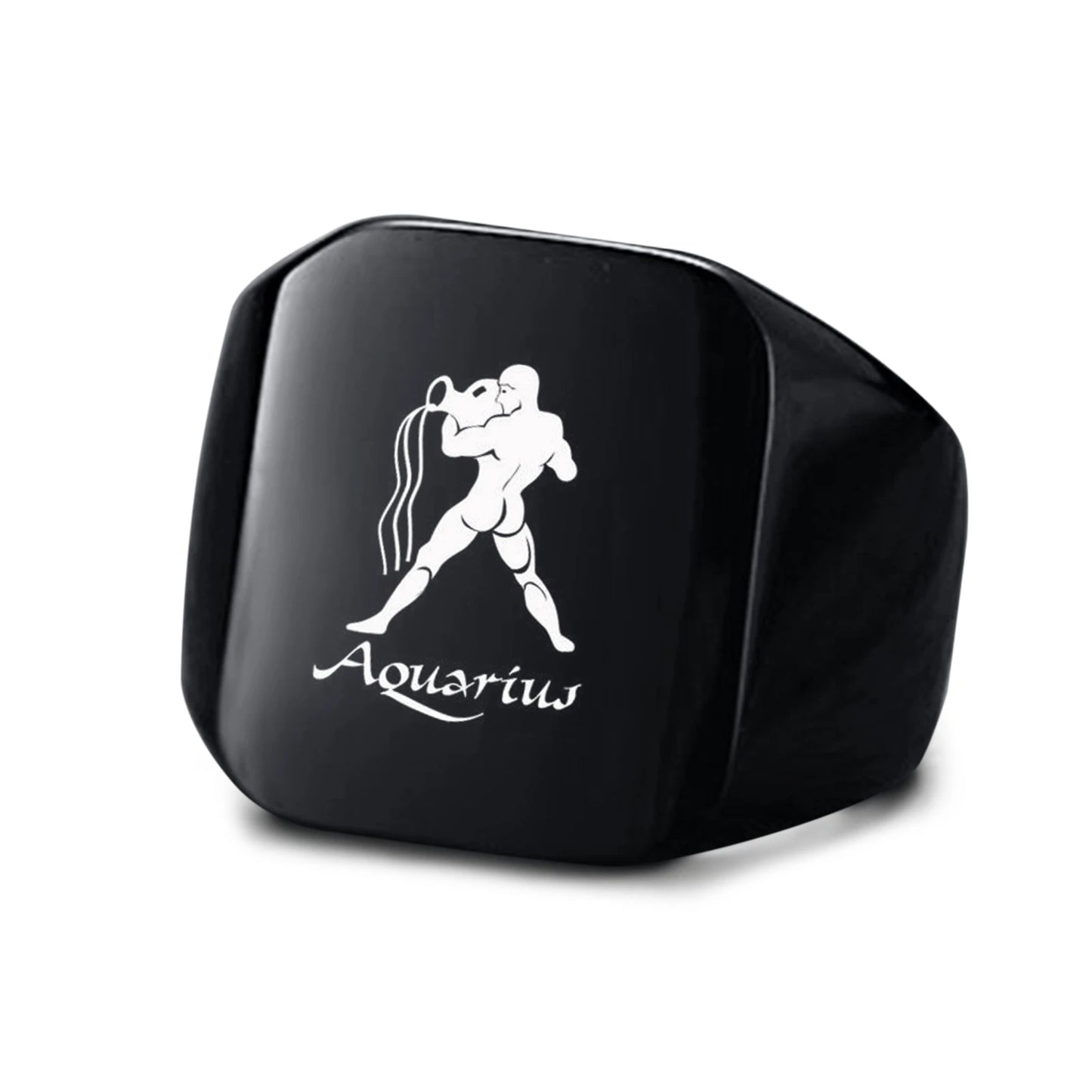Vnox 18mm Signet Ring For Men Women, The Zodiac 12 Horoscope Constellation Sign Finger Band, Stainless Steel Aries Punk Ring