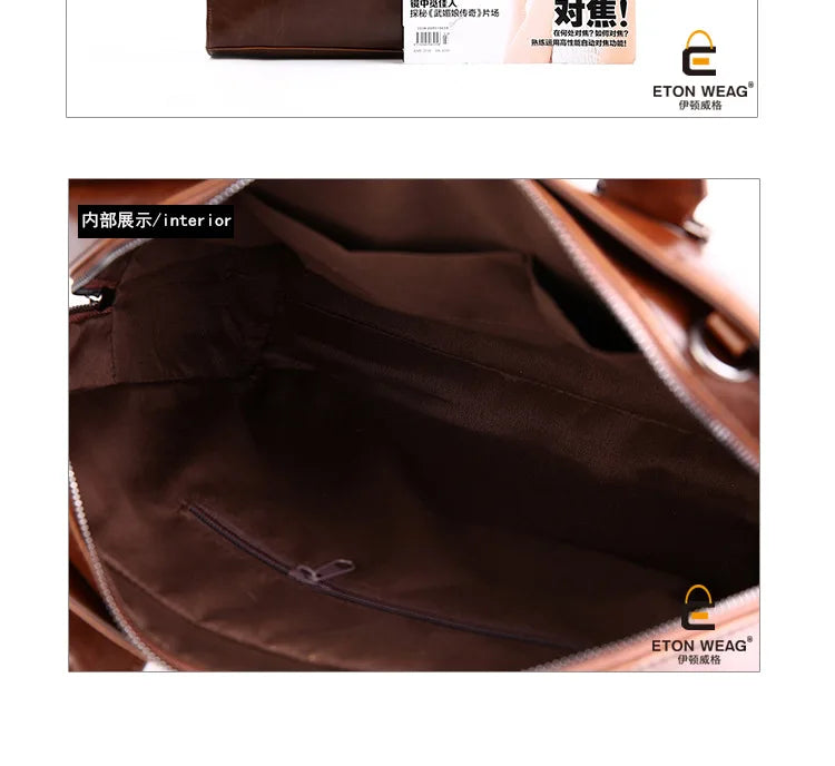 Laptop Briefcases for Men Bags Business Messenger Bag Vintage Crazy Horse Artificial Leather Handbag Casual Shoulder Bags Man