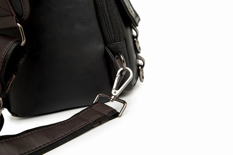 Leather Crossbody Bags for Men Messenger Chest Bag 2025 New Fashion Casual Bag Waterproof PU Single Shoulder Bags Vintage Luxury