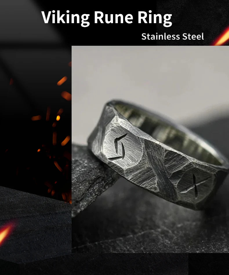Freeshipping Stainless Steel Odin Norse Anel Amulet Rune Couple Dating Viking Rings For Men Women Words Jewelry Boyfriend Gift