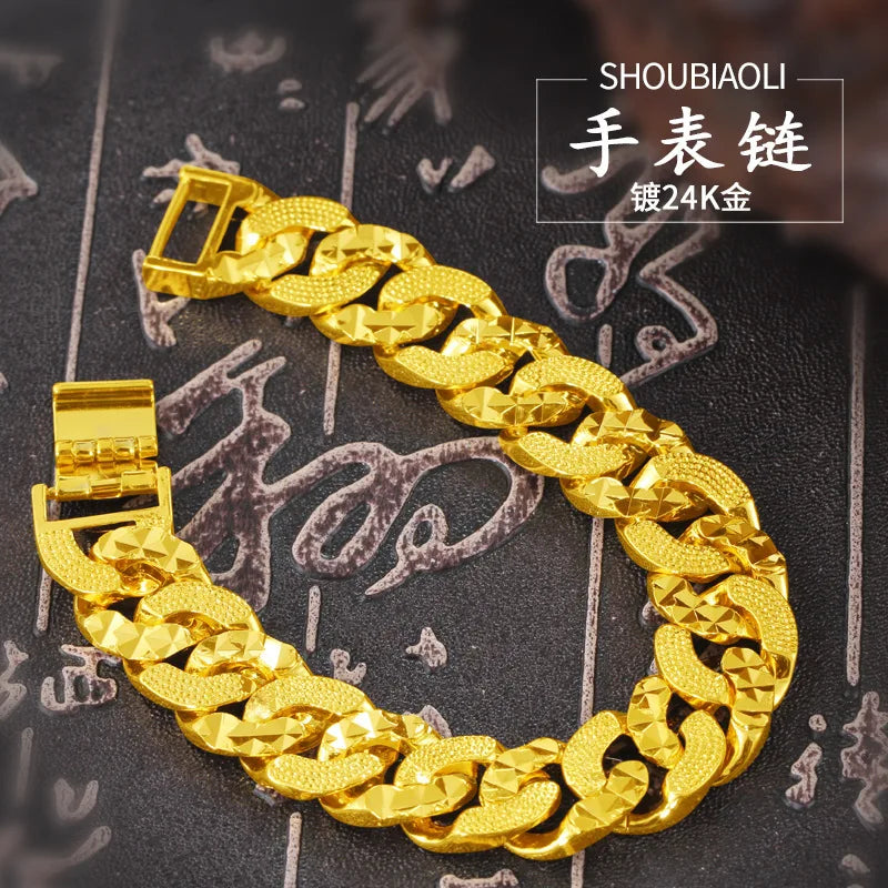 Forever Not Fade 24K Gold Filled Jewelry Bracelets for Men Women Pulseira Feminina Bizuteria Joyas Wedding Fine Gold Bracelets