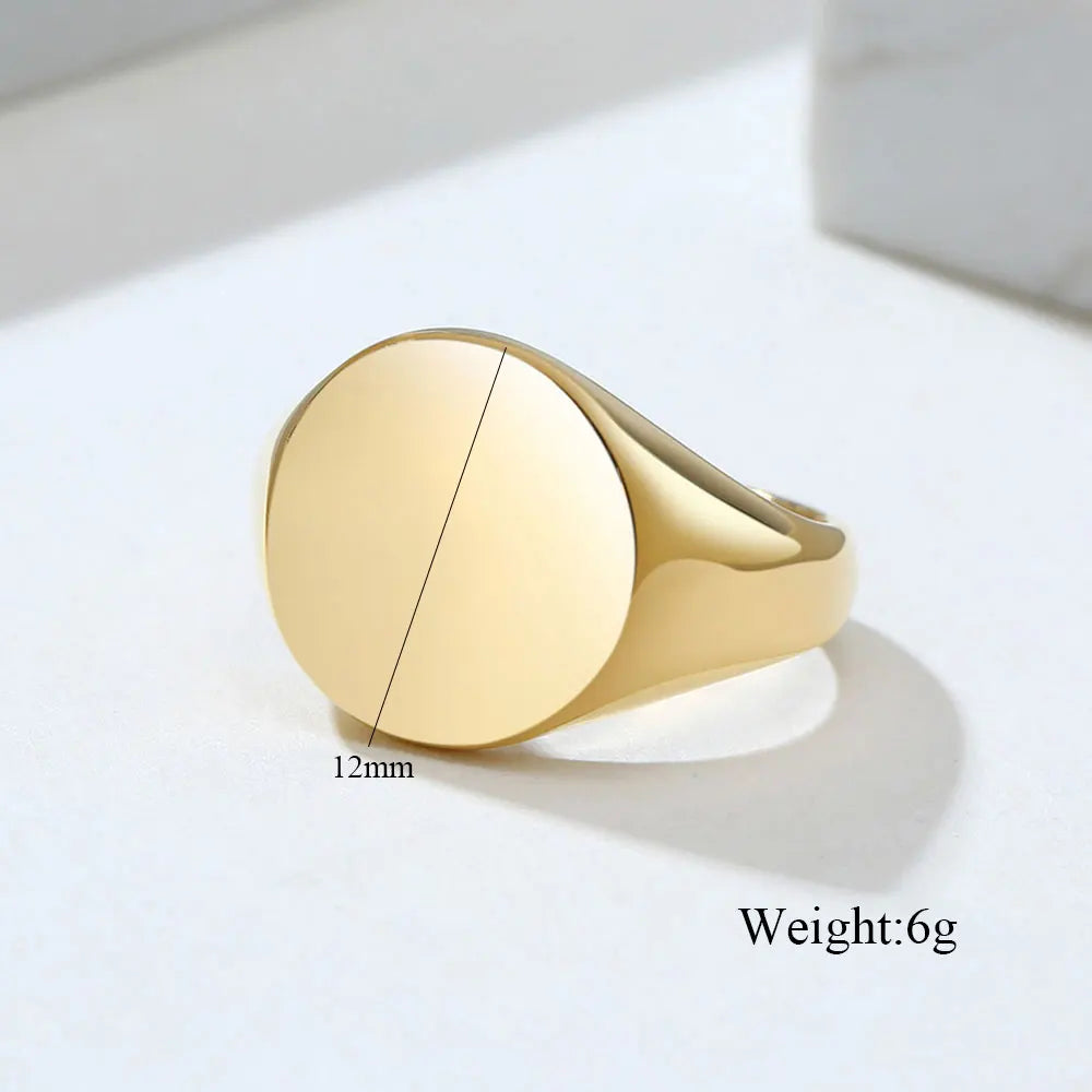 Customized Women Signet Ring Name Letter Pattern Logo Stainless Steel Rings Punk Candid Fashion Jewelry Male Wedding Accessories