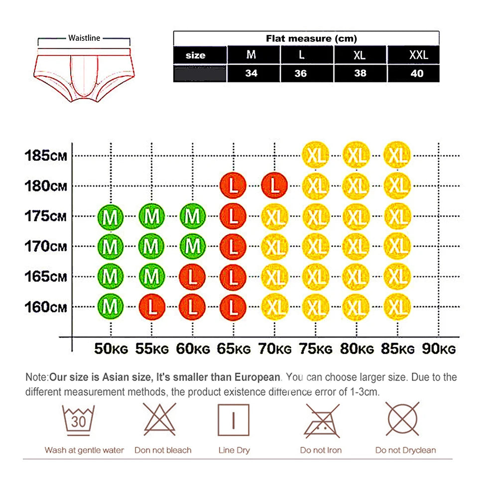 Men's Breathable Silk Underwear, Sexy Fashion Briefs, Comfortable Briefs, Low Waist, Stretch, Three-Dimensional Underpants