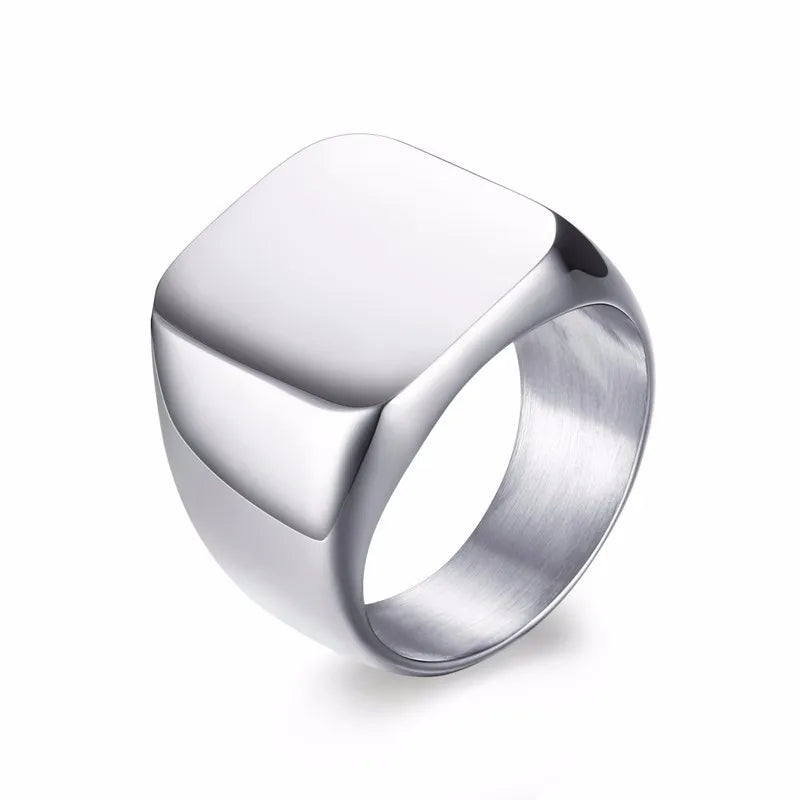 Geometric Arrow Square Men Ring,Punk Stainless Steel Signet Ring Stamp Ring Thumb Ring,Minimalist Jewelry Gifts
