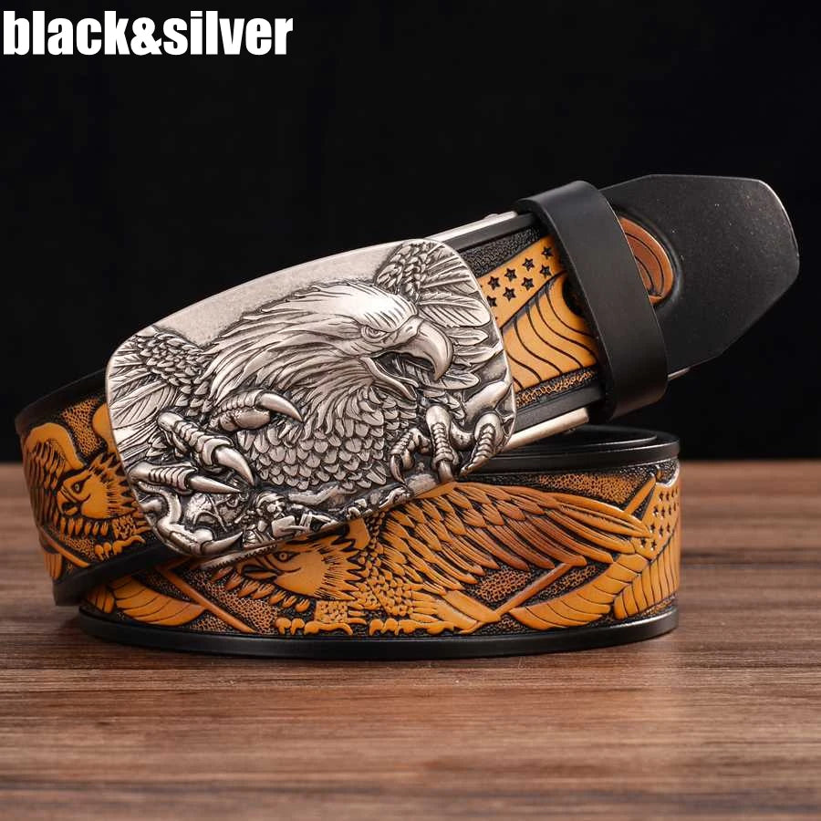 Men's Leather Belts Belts for Men Genuine Leather Ratchet Belt Automatic Buckle Wide:35mm Men Automatic Buckle Belt