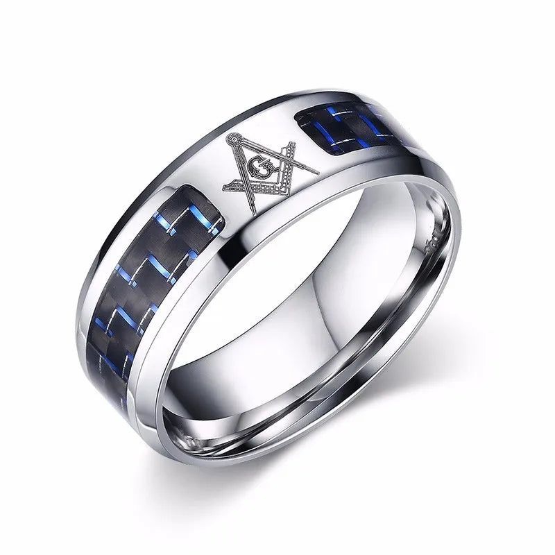 Vnox Customize Logo 8mm Men's Ring Carbon Fiber Wedding Band Personalized Simple Icon Image Meaningful Gift to Husband Dad