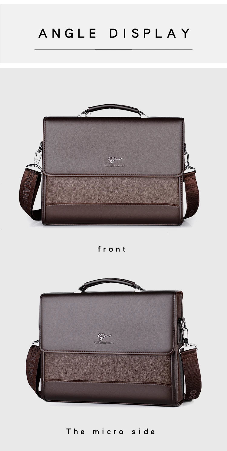 Male Handbags Pu Leather Men's Tote Briefcase Business Shoulder Bag for Men 2025 Brand Laptop Bags Man Organizer for Documents