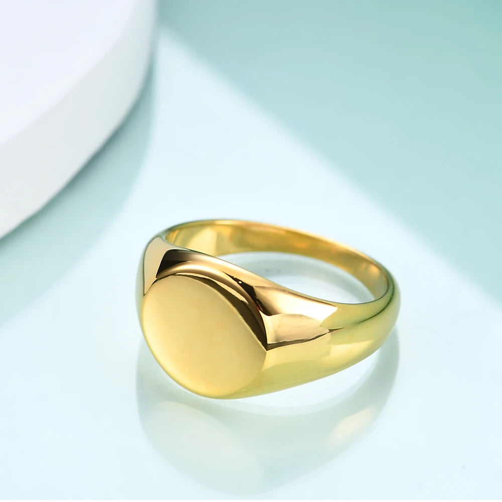 Customized Women Signet Ring Name Letter Pattern Logo Stainless Steel Rings Punk Candid Fashion Jewelry Male Wedding Accessories