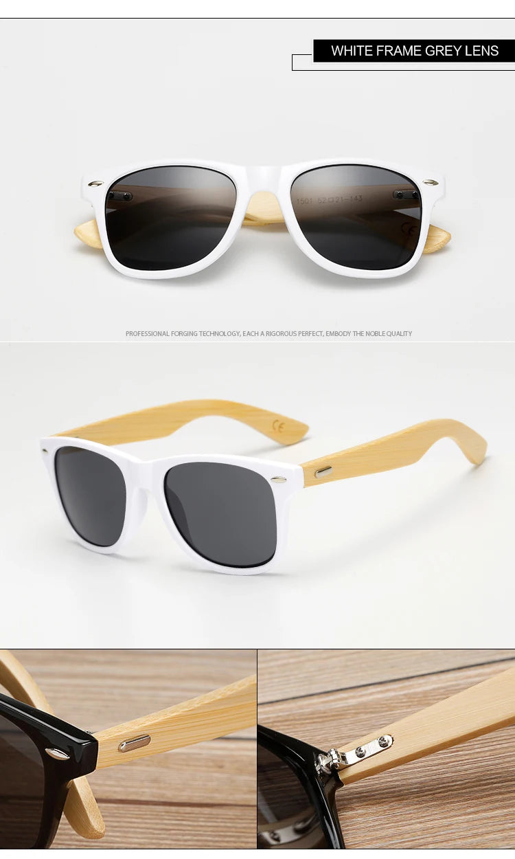 Bamboo Wood Square Sunglasses Brand Design Men Women Coating Mirror Sun Glasses Retro Glasses UV400 Shades Gafas De Sol