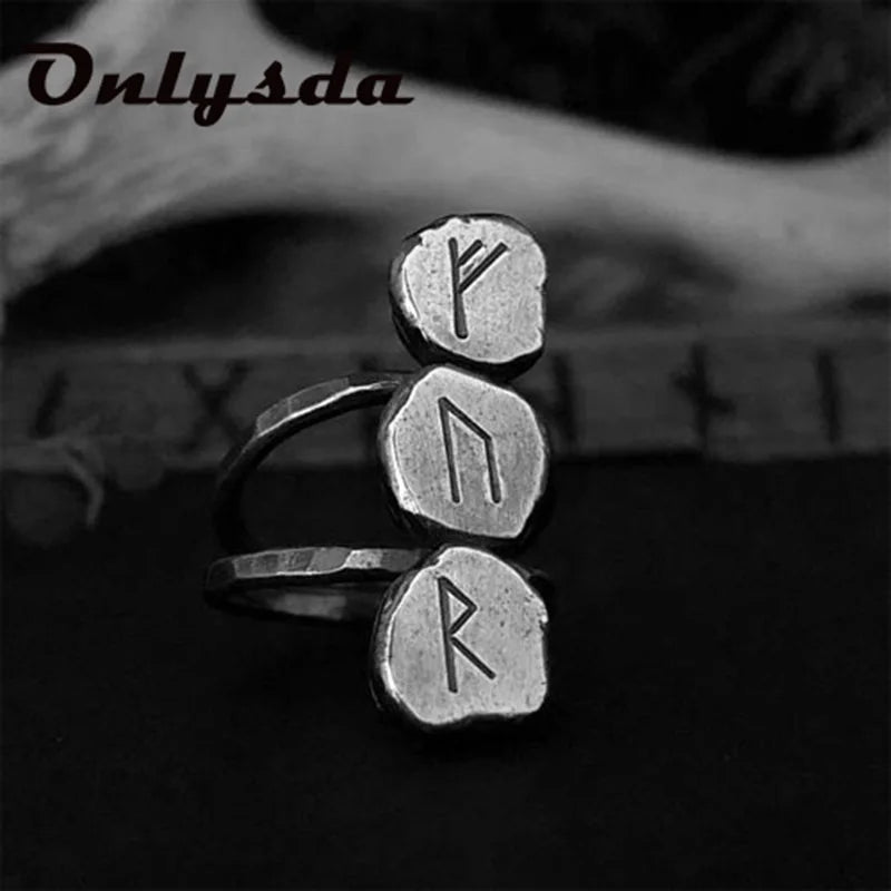 Freeshipping Stainless Steel Odin Norse Anel Amulet Rune Couple Dating Viking Rings For Men Women Words Jewelry Boyfriend Gift