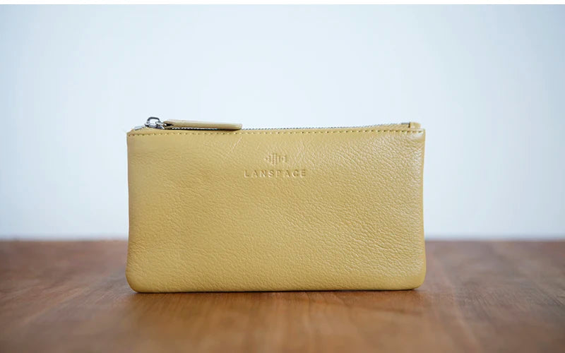 LANSPACE men's leather wallet brand thin purse fashion designer coin purses holders