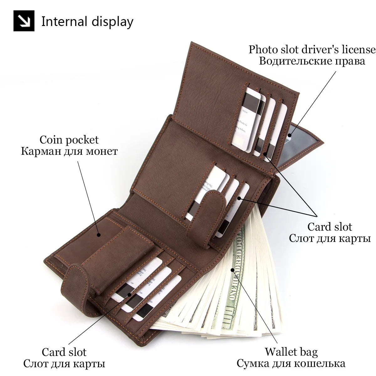 2022 New Leather Men Wallets Genuine Cow Leather 14 Card Holders Short Men Purse High Quality Male Wallet Can be Used Forever