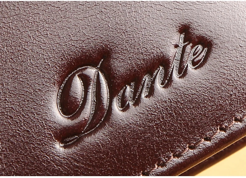 Dante Men's Leather Wallet RFID Anti-theft Brush Head Layer Cowhide Retro Casual Vertical Multi-Function Money Bag Money Clips