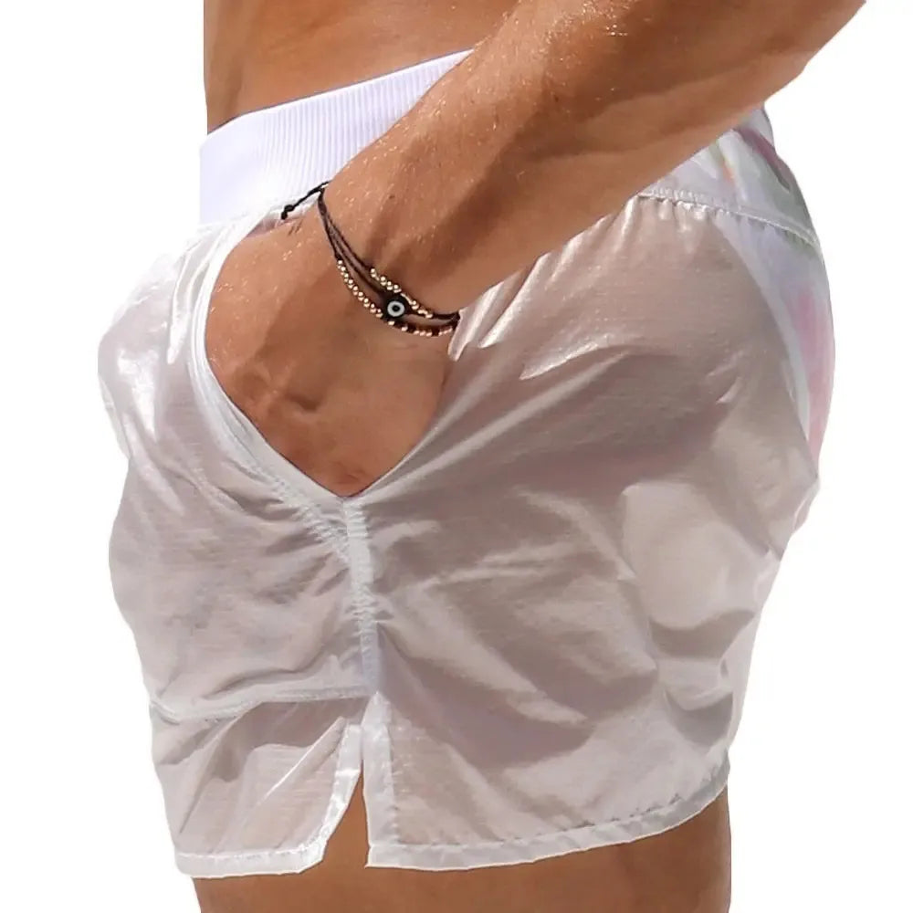 Mens Casual Shorts Sexy Fully Transparent Fast Dry Boardshorts Masculino Shorts Men Homme Gym Clothing Maillot De Bain Short