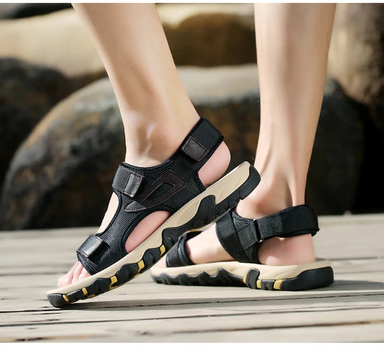 Hot Sale Summer Sandals Mens Big Size 38-47 Outdoor Beach Casual Shoes Fashion Dropshipping Khaki Blue