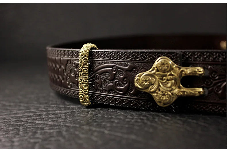 Brass Cavalry Belt cow genuine leather luxury strap male belts for men for Men DIY Waistband Jeans Leather Craft