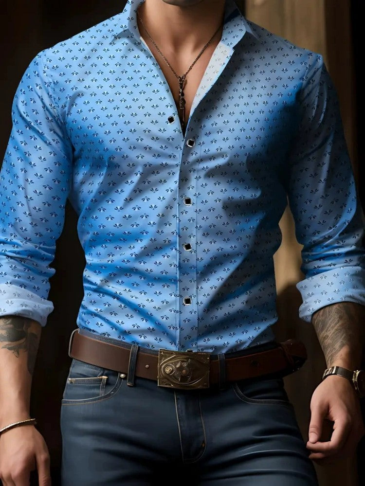 European And American Spring And Autumn Leisure Personalized Trendy Men Long Sleeve 3D Printed Shirt