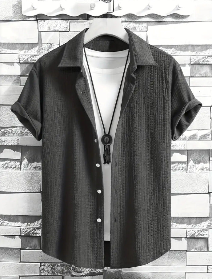 Holiday Leisure Wrinkle Men's Short Sleeve Shirt