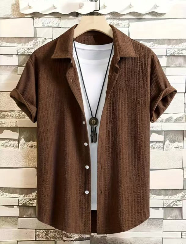 Holiday Leisure Wrinkle Men's Short Sleeve Shirt