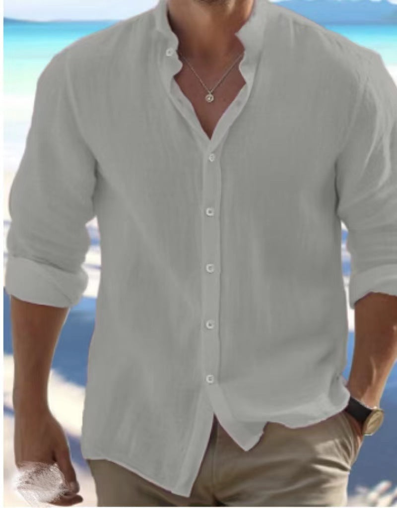 Men's Linen Button Summer Beach Shirt