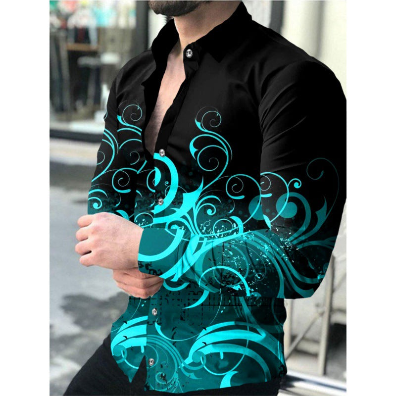 Men's Long Sleeve 3D Digital Printing Shirt
