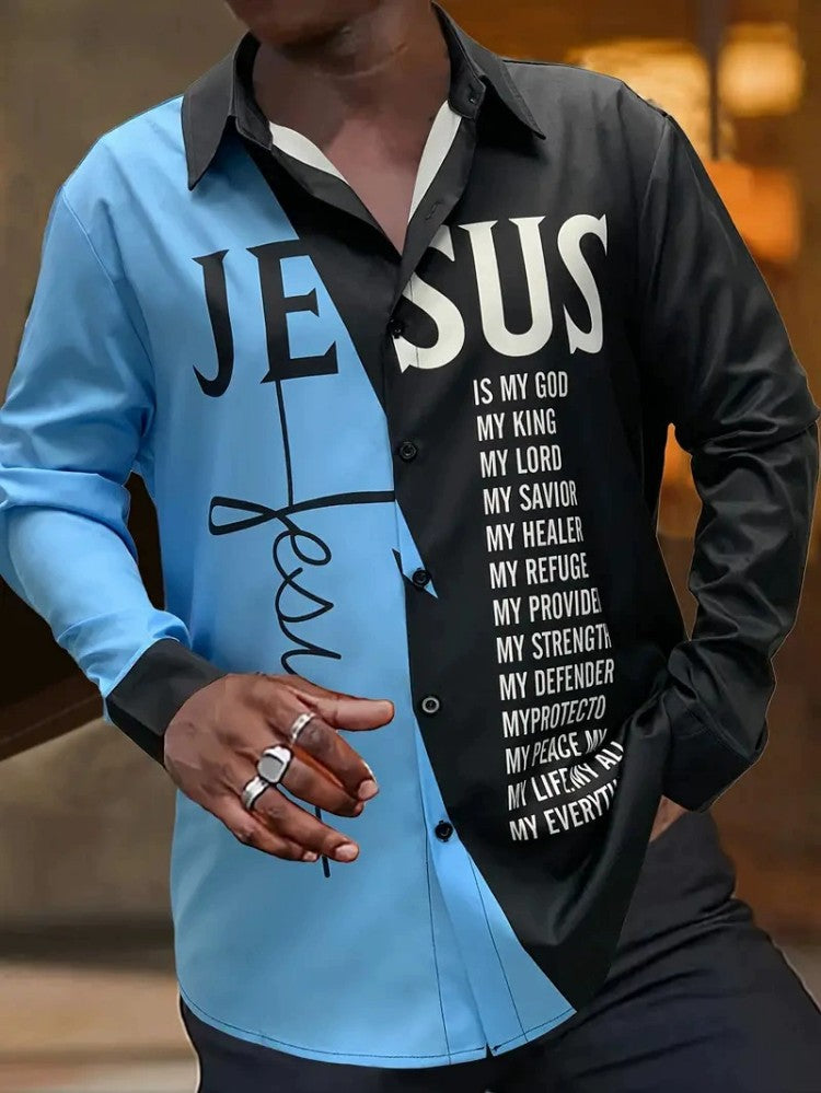 European And American Spring And Autumn Leisure Personalized Trendy Men Long Sleeve 3D Printed Shirt