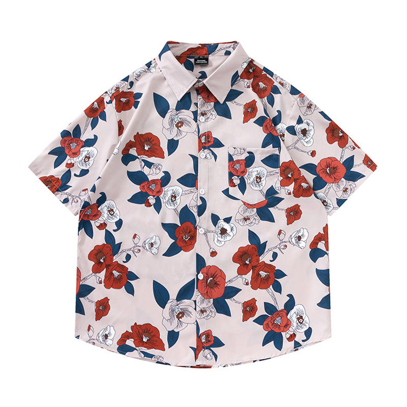 Hong Kong Style Flower Shirt Men's Seaside Vacation