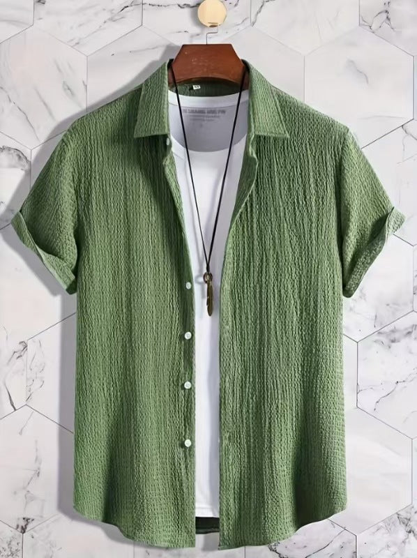 Holiday Leisure Wrinkle Men's Short Sleeve Shirt
