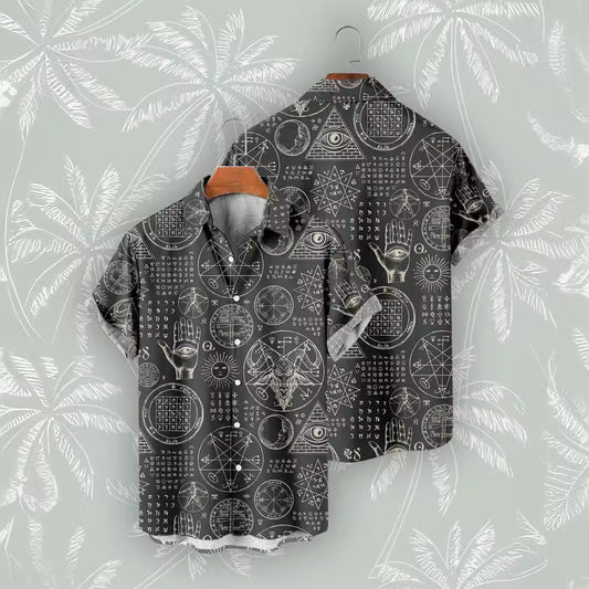 Casual 3D Digital Print Vintage Beach Shirt Men