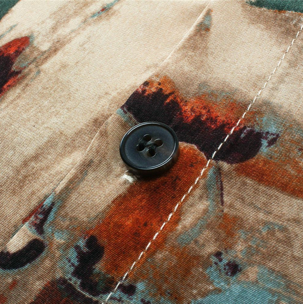 Summer New Vintage Art Printing Loose Short Sleeve Shirt