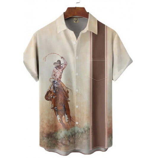 Summer Plus Size Men's Casual Fashion 3D Digital Printing Short Sleeve Shirt