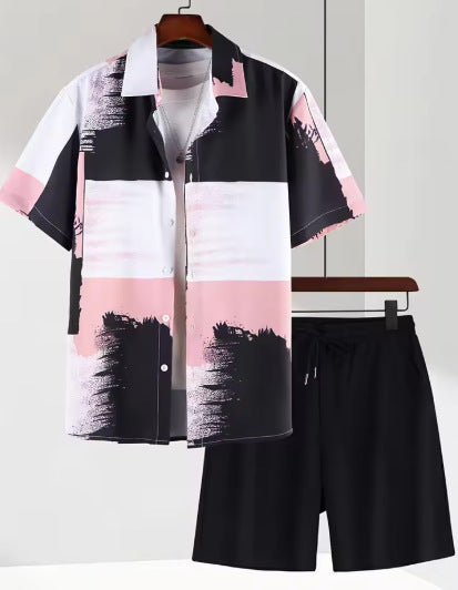 Printed Short-sleeved Shirt Beach Pants Suit