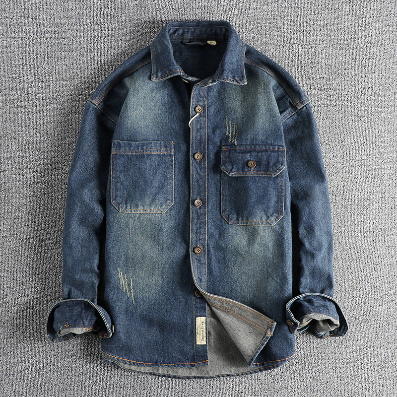 Washed Vintage Denim Shirt For Men