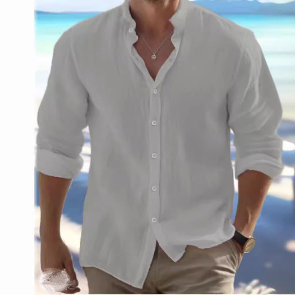 Men's Linen Button Summer Beach Shirt