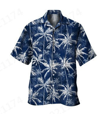Acetate Fiber Men's Short-sleeved Shirt Stretch Printed Shirt