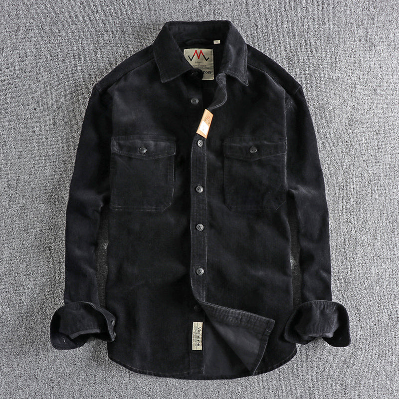 Retro Washed Corduroy Long-sleeved Shirt For Men