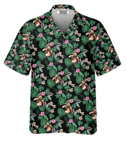 Acetate Fiber Men's Short-sleeved Shirt Stretch Printed Shirt