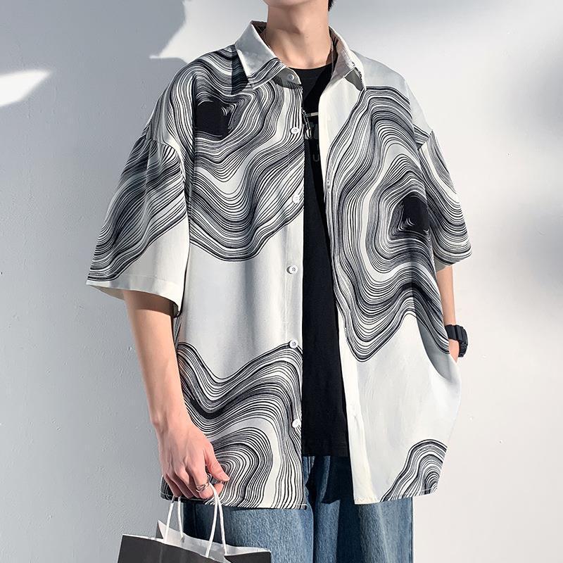 Summer Menswear Shirt Hong Kong Style Fashionable Temperament Short Sleeve