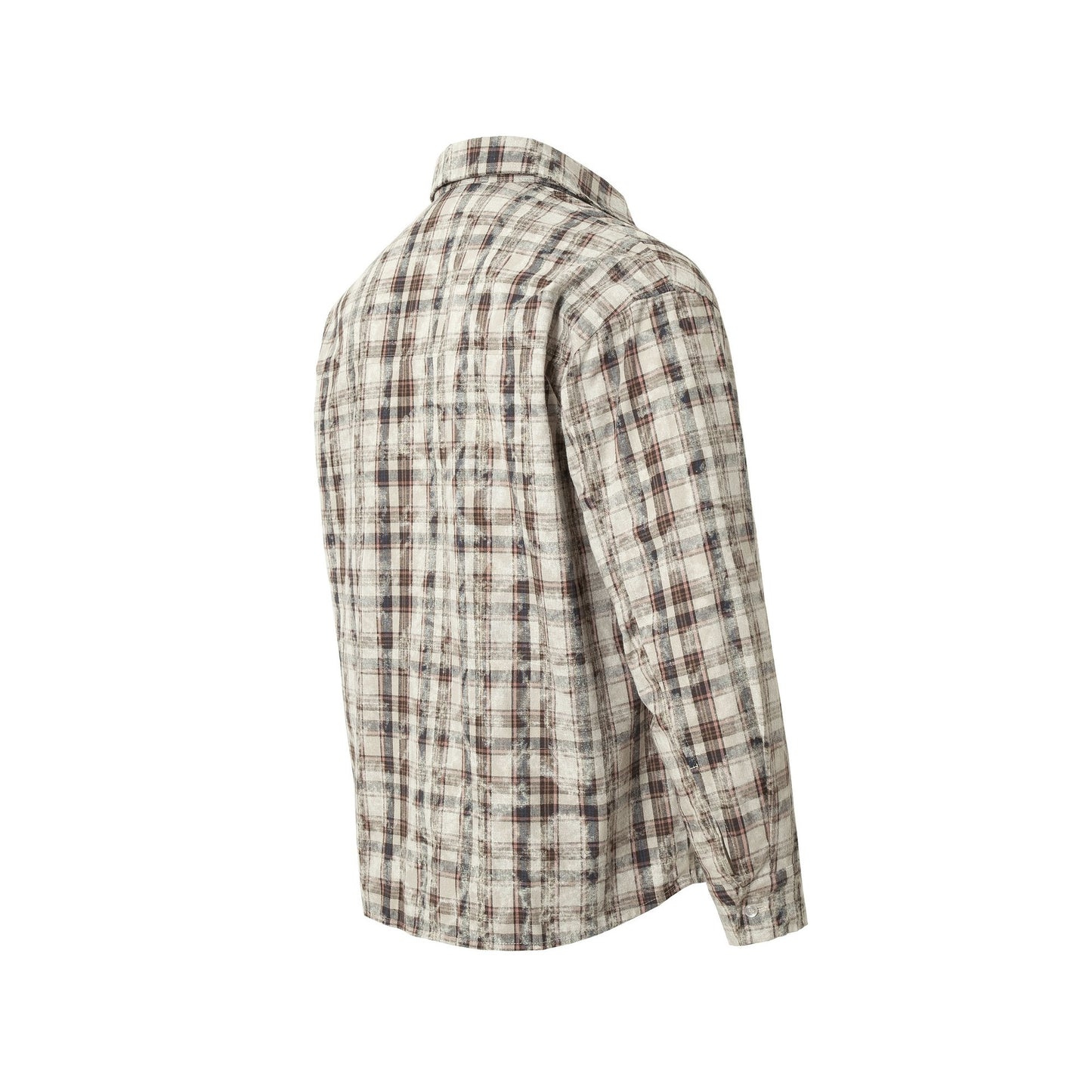 Retro Tie-dyed Distressed Plaid Long-sleeved Shirt Loose