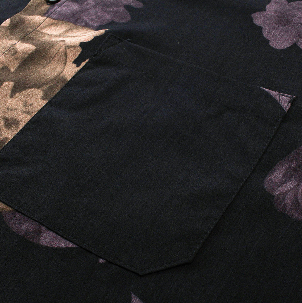 Vintage Leaves Printed Casual Loose Short Sleeves Shirt