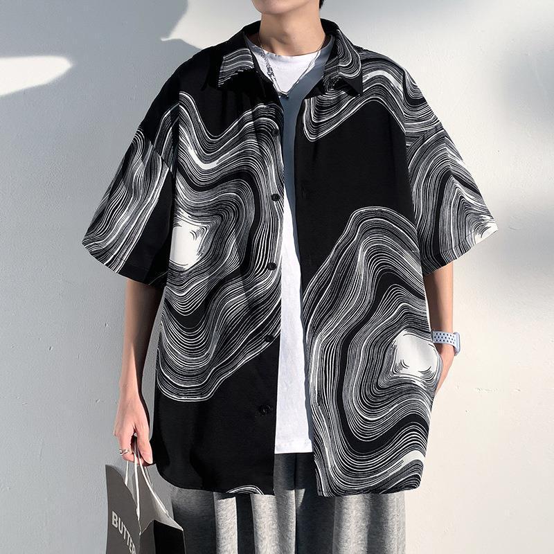 Summer Menswear Shirt Hong Kong Style Fashionable Temperament Short Sleeve