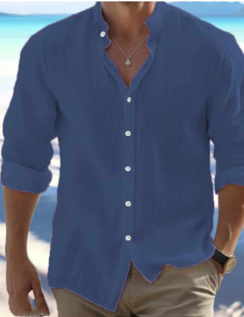 Men's Linen Button Summer Beach Shirt