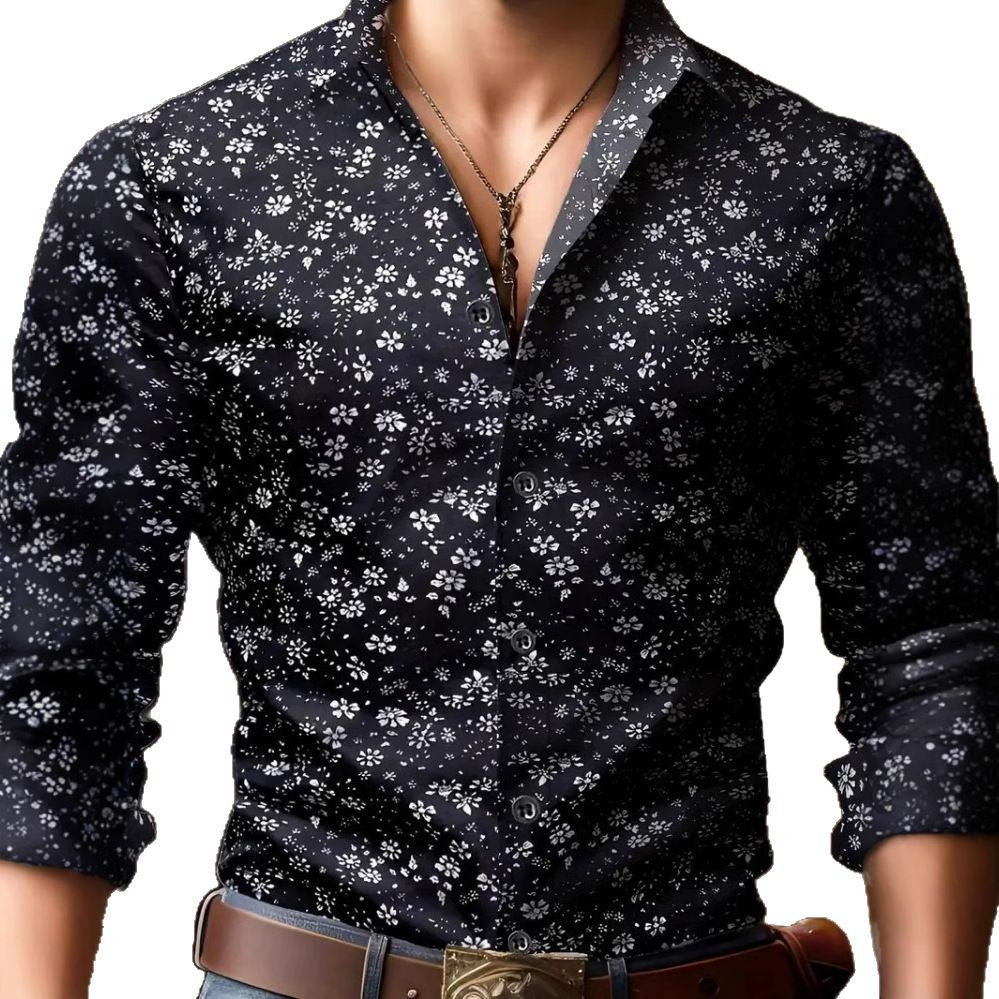 European And American Spring And Autumn Leisure Personalized Trendy Men Long Sleeve 3D Printed Shirt