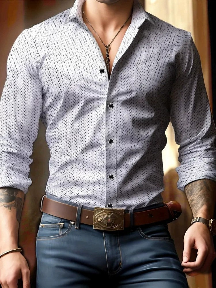 European And American Spring And Autumn Leisure Personalized Trendy Men Long Sleeve 3D Printed Shirt