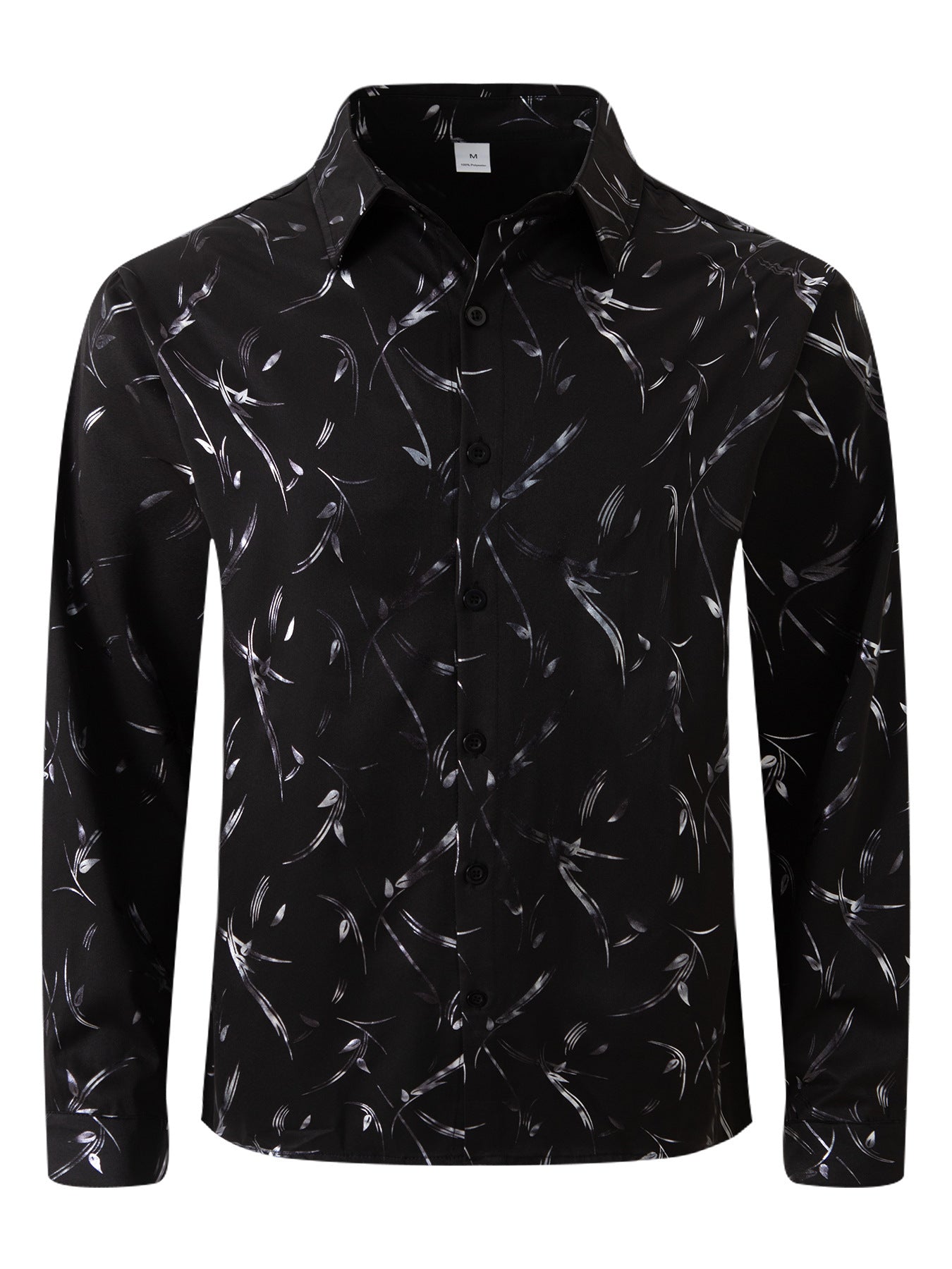 Men's Bronzing Feather Cuff Casual Long-sleeved Shirt