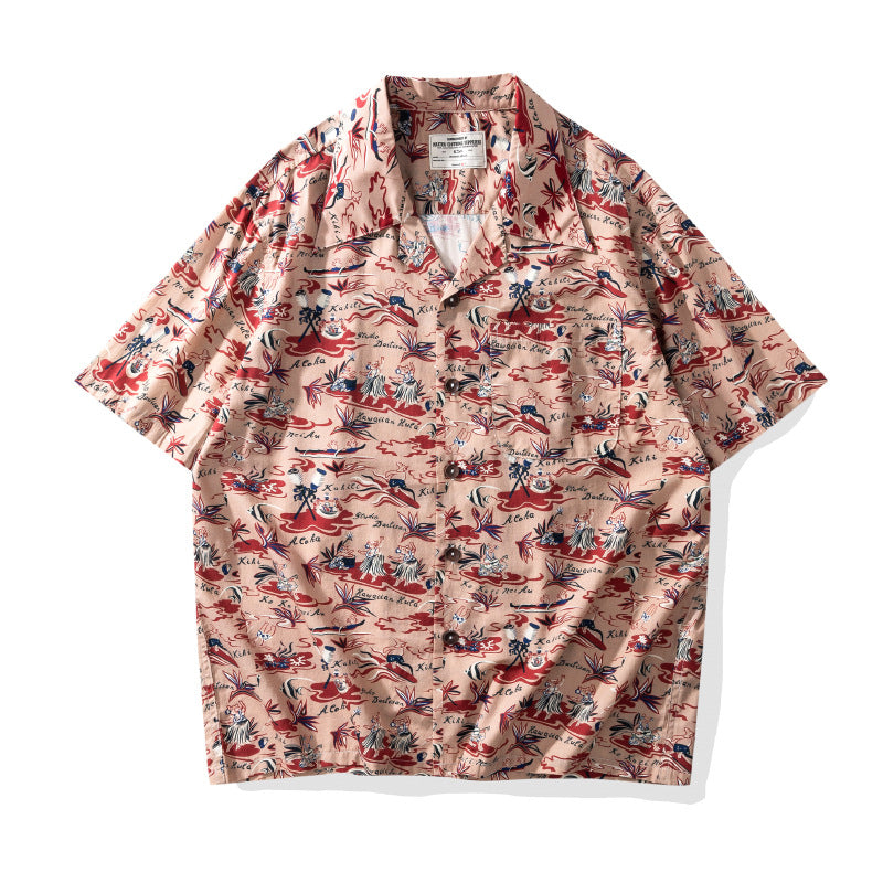 Hawaiian Shirt Cuban Collar Flower