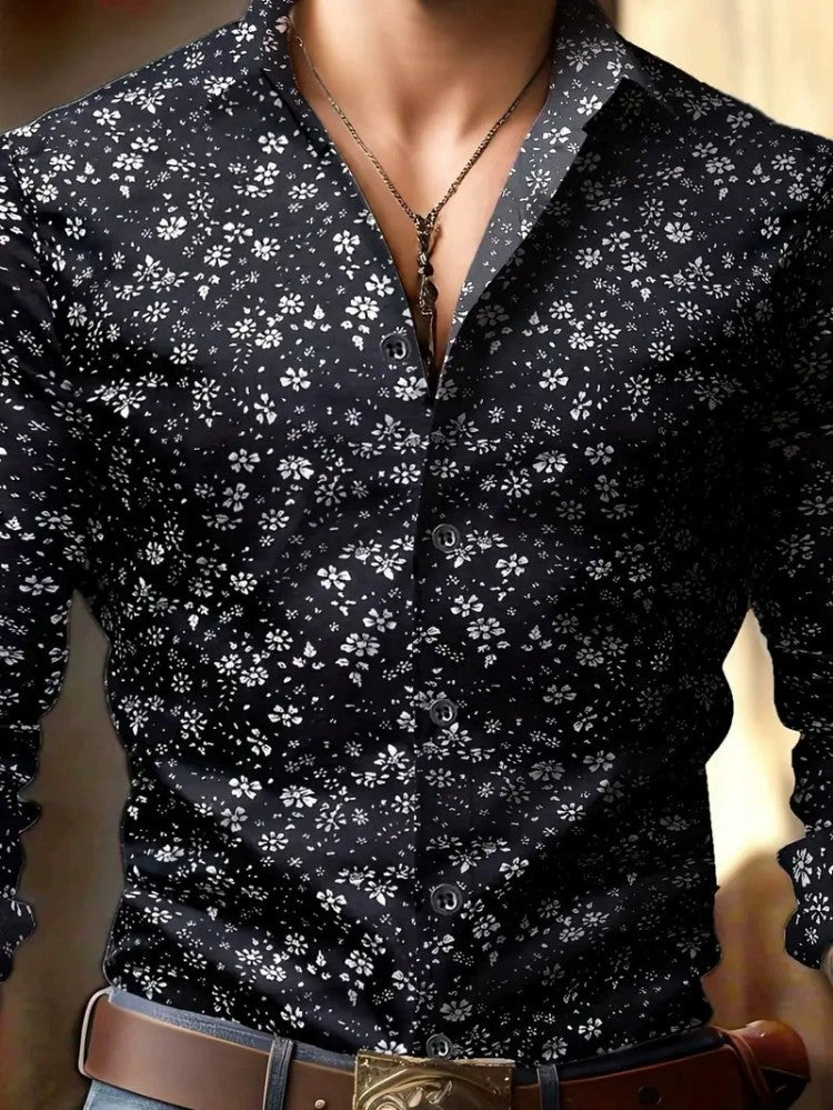 European And American Spring And Autumn Leisure Personalized Trendy Men Long Sleeve 3D Printed Shirt