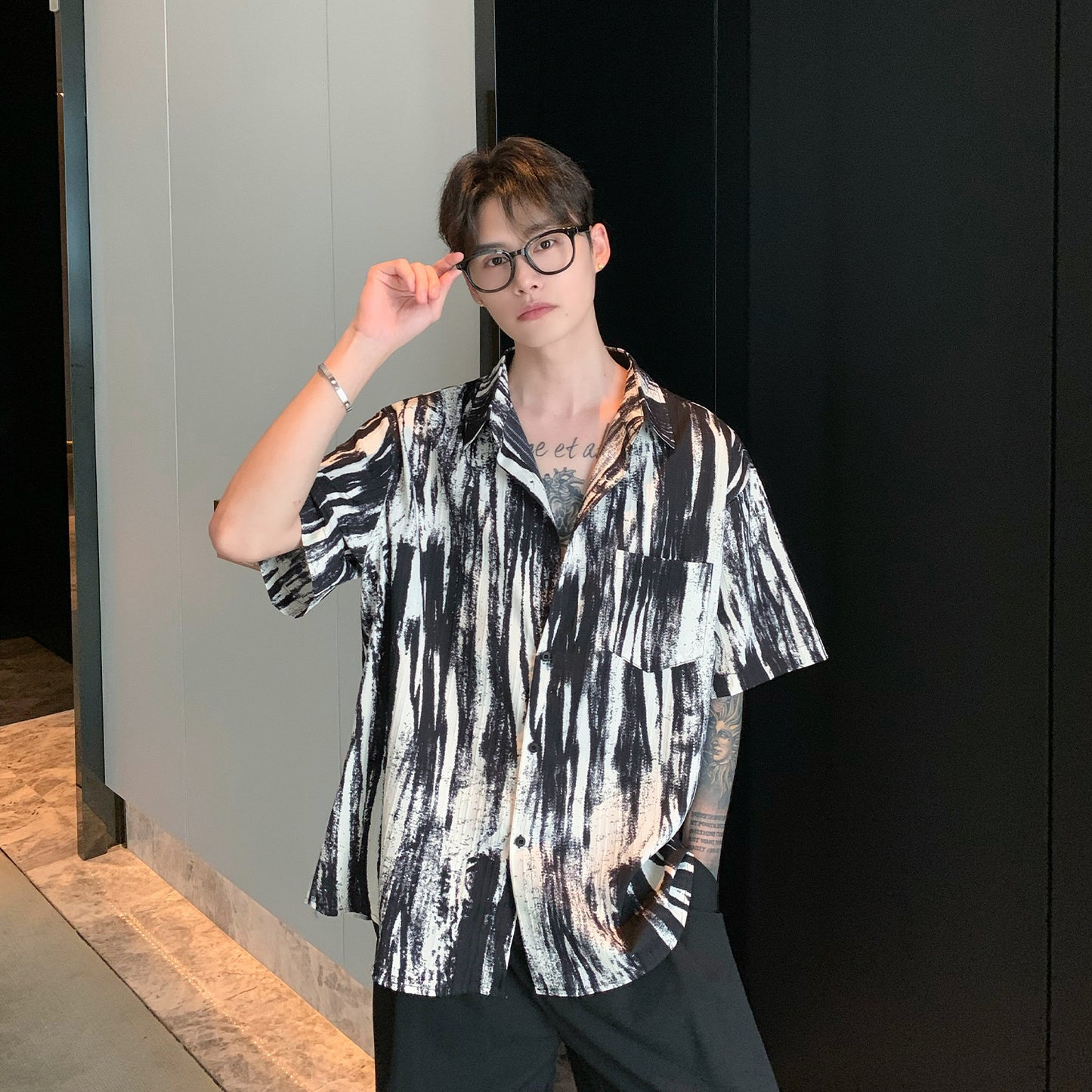 Fashion Personalized Ink Tie-dye Shirt Short Sleeve Men